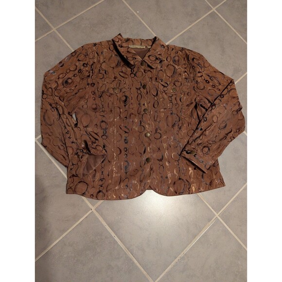 Women’s Bamboo Traders SZ L Jacket Microfiber Collar Brass Snaps Pockets - Picture 10 of 11